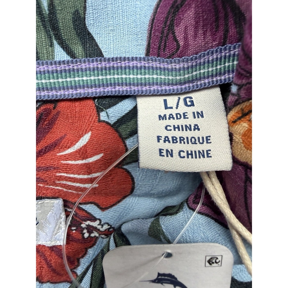 NWT Tommy Bahama Garden of Hope and Courage Shirt Large Aqua Ice Hawaiian Floral - Picture 5 of 9